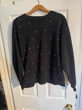 Black Sweatshirt with Blinged Out Stud Embellishments